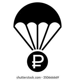 Rouble Rescue vector icon. Style is flat symbol, black color, rounded angles, white background.