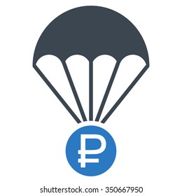 Rouble Rescue vector icon. Style is bicolor flat symbol, smooth blue colors, rounded angles, white background.