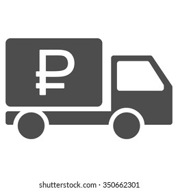 Rouble Shipment vector icon. Style is flat symbol, gray color, rounded angles, white background.