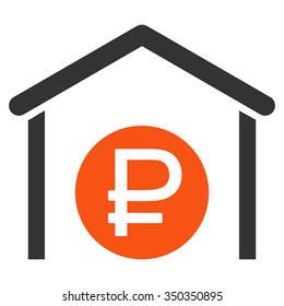 Rouble Storage vector icon. Style is bicolor flat symbol, orange and gray colors, rounded angles, white background.