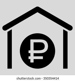 Rouble Storage vector icon. Style is flat symbol, black color, rounded angles, light gray background.