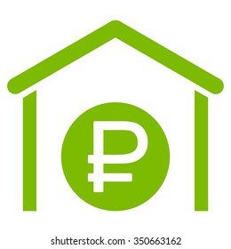 Rouble Storage vector icon. Style is flat symbol, eco green color, rounded angles, white background.