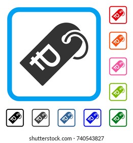 Rouble Token icon. Flat gray iconic symbol in a light blue rounded square. Black, gray, green, blue, red, orange color additional versions of Rouble Token vector. Designed for web and software UI.