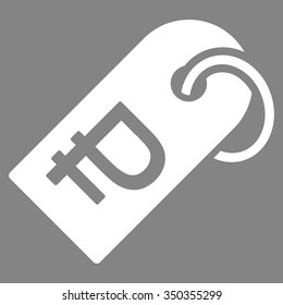 Rouble Token vector icon. Style is flat symbol, white color, rounded angles, gray background.