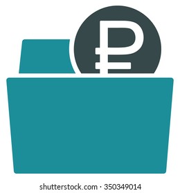 Rouble Wallet vector icon. Style is bicolor flat symbol, soft blue colors, rounded angles, white background.