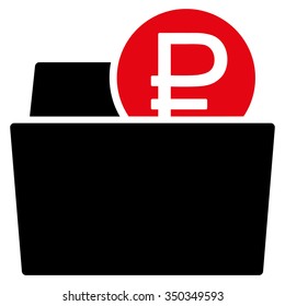 Rouble Wallet vector icon. Style is bicolor flat symbol, intensive red and black colors, rounded angles, white background.