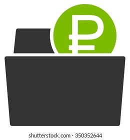 Rouble Wallet vector icon. Style is bicolor flat symbol, eco green and gray colors, rounded angles, white background.