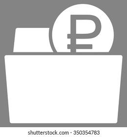 Rouble Wallet vector icon. Style is flat symbol, white color, rounded angles, gray background.