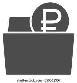 Rouble Wallet vector icon. Style is flat symbol, gray color, rounded angles, white background.