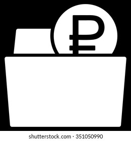 Rouble Wallet vector icon. Style is flat symbol, white color, rounded angles, black background.