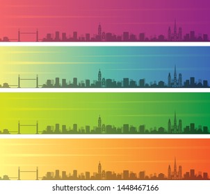 Rouen Multiple Color Gradient Skyline Banner