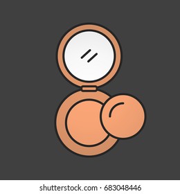 Rouge, blusher, powder color icon. Cosmetic. Makeup. Women goods. Isolated vector illustration