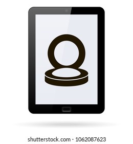 rouge, blusher vector icon on a realistic tablet .Flat design style.