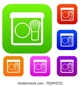 Rouge with brush set icon in different colors isolated vector illustration. Premium collection