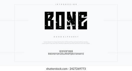 rough abstract digital alphabet font typography. Bold Condensed Display Font. Vector illustration