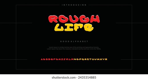 rough abstract digital alphabet font typography. Bold Condensed Display Font. Vector illustration