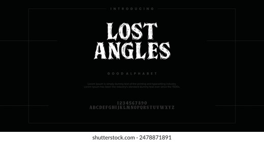 rough abstract digital alphabet font typography. Bold Condensed Display Font. Vector illustration