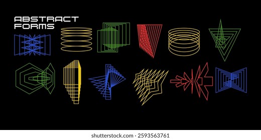 Rough abstract shapes. Various geometric shapes in a simple minimalist style, assembled in a set. Elements for different design and creative options.