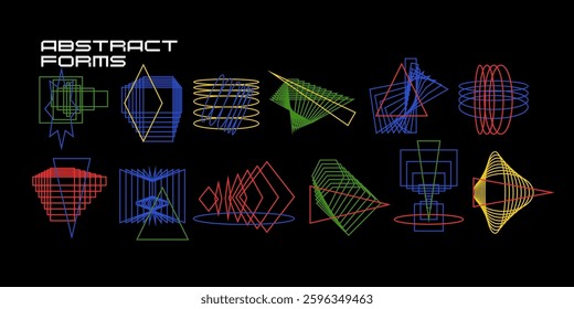 Rough abstract shapes. Various geometric shapes in a simple minimalist style, assembled in a set. Elements for different design and creative options.