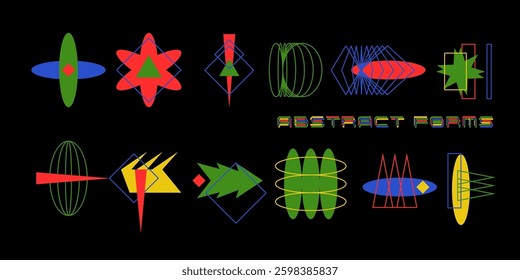 Rough abstract shapes. Various geometric shapes in a simple minimalist style, assembled in a set. Elements for different design and creative options.