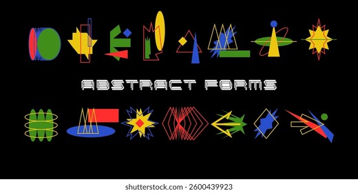 Rough abstract shapes. Various geometric shapes in a simple minimalist style, assembled in a set. Elements for different design and creative options.