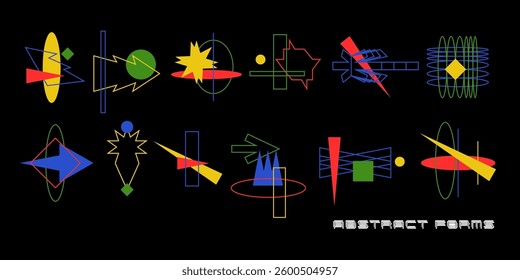 Rough abstract shapes. Various geometric shapes in a simple minimalist style, assembled in a set. Elements for different design and creative options.