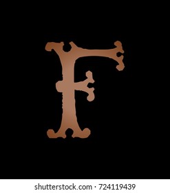 Rough ancient vector letter F