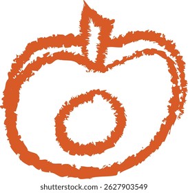 A rough apple shape drawn with bold brushstrokes and a textured finish. The apple outline is jagged with a central circular detail. Cartoon vector illustration.