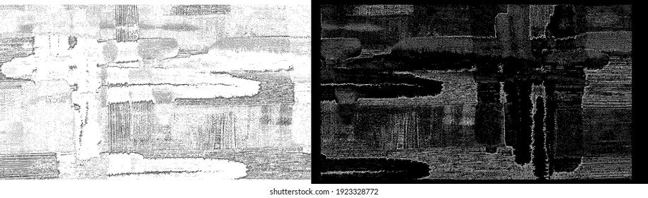 Groseras manchas artísticas sobre lienzo. Aceite moderno, conjunto de vectores de textura de pintura acrílica. Resúmenes de fondo grueso, patrones dibujados a mano ligera con manchas en blanco y negro