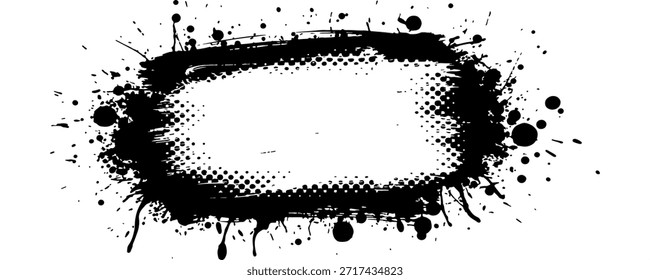 Marco negro áspero con salpicaduras de tinta