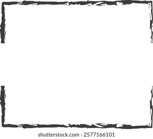 Rough black ink rectangular frame with a textured edge, ideal for modern or vintage design projects, templates, invitations and creative layouts, 