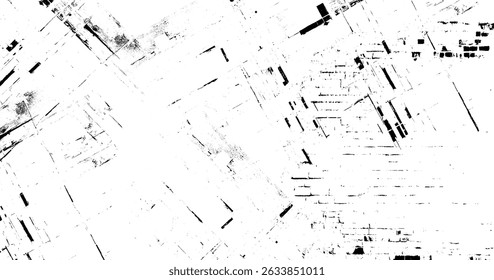 Textura áspera em preto e branco. Efeito de textura abstrata. Ilustração de vetor. Preto isolado no fundo branco. 