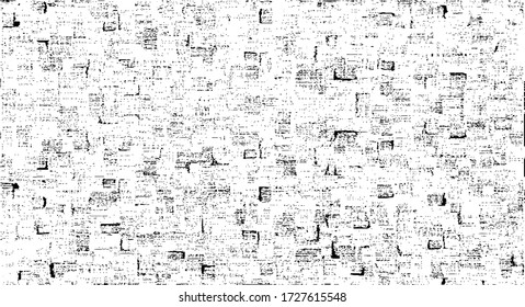 Vector de textura gruesa en blanco y negro. Textura superpuesta angustiada. Borde de fondo. Efecto texturado abstracto. Ilustración vectorial. Negro aislado sobre fondo blanco. EPS10.