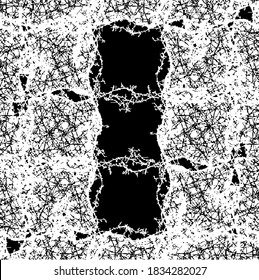 Vector de textura gruesa en blanco y negro. Textura superpuesta angustiada. Borde de fondo. Efecto texturado abstracto. Ilustración vectorial. Negro aislado sobre fondo blanco. EPS10.