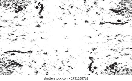 Reiche schwarz-weiße Textur, Vektorgrafik. Verzerrte Overlay-Textur. brüchiger Hintergrund. Abstrakter strukturierter Effekt. Vektorgrafik. Schwarz einzeln auf weißem Hintergrund. EPS10.