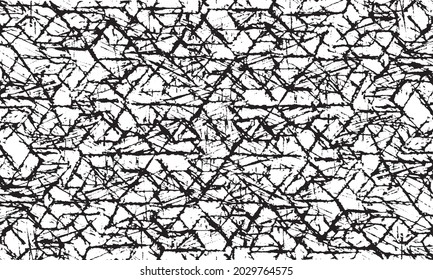 Reiche schwarz-weiße Textur, Vektorgrafik. Verzerrte Overlay-Textur. brüchiger Hintergrund. Abstrakter strukturierter Effekt. Vektorgrafik. Schwarz einzeln auf weißem Hintergrund. EPS10.