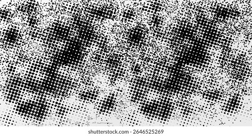 Vetor de textura preto e branco áspero. Textura de sobreposição angustiada. Fundo grunge. Efeito de textura abstrata. Ilustração de vetor. Preto isolado no fundo branco. EPS10