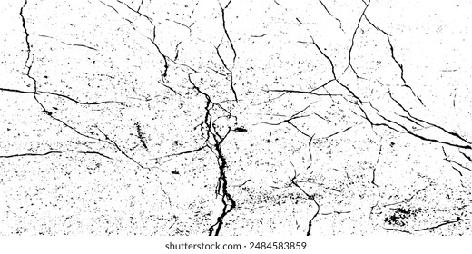 Rough black and white y2k ink charcoal texture vector. Old worn distressed grunge overlay effect background. Vector Illustration. Black textured grainy cracked ground lines isolated on white.