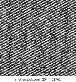 Rough blanket from the country, with black and white diagonal stripes. Coarse twill texture. Detail, thick wool fabric. Abstract vector seamless.