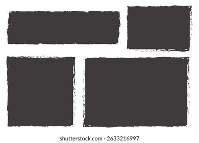 Rough block texture. Black masonry shape. Vector dirty bricks. Abstract frame symbol.