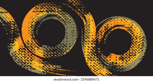 Rough blue spiral brush strokes with spray texture. Hand drawn broken edges, simple modern art eps10.