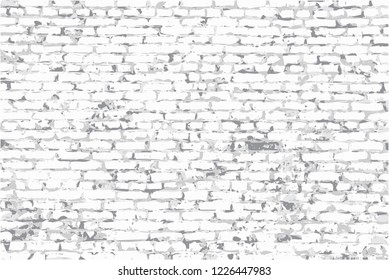 Rough brick wall with peeling plaster, vector image.