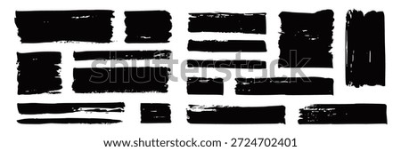 Rough brush square, rectangle frame with torn edges and jagged borders. Square and rectangle shapes for text boxes, vintage paper texture with rough brush black ink strokes. Vector illustration