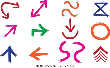 Rough Brush Stroke Arrows and Signs Sketchy Style Vector Pack