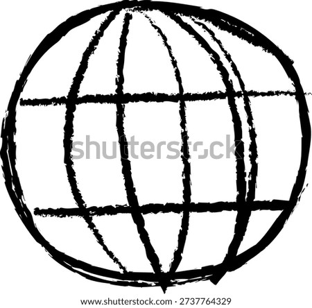 Rough Brush Stroke Globe Grid Hand Drawn Illustration
