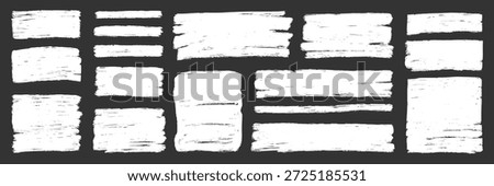 Rough brush stroke rectangle shape frame set. Square, rectangular border for text, abstract paint background. Brush paint stroke texture grunge rough shape frames. Vector illustration