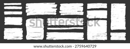 Rough brush stroke rectangle shape frame set. Square, rectangular border for text, abstract paint background. Brush paint stroke texture grunge rough shape frames. Vector illustration