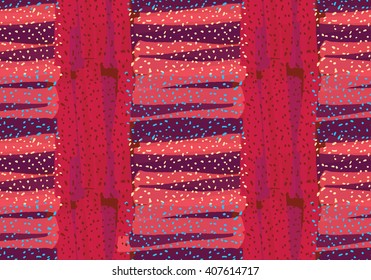 Rough brush strokes with dots red.Hand drawn with ink and marker brush with dots and some texture seamless background.