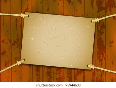 Rough card hanged with the ropes