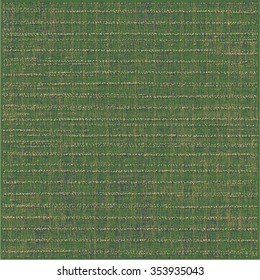 Rough carpet texture. Green striped background. Abstract vector.
